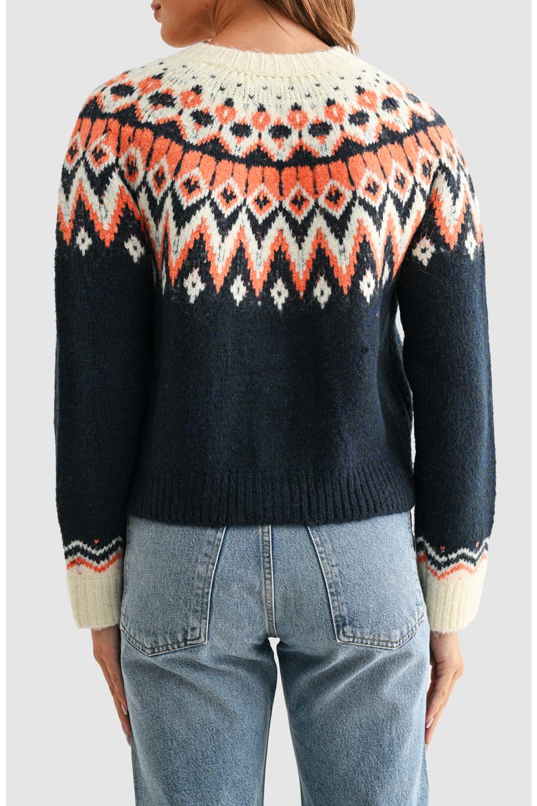 Fair Isle Cardigan, Alternate, color, NAVY CREAM