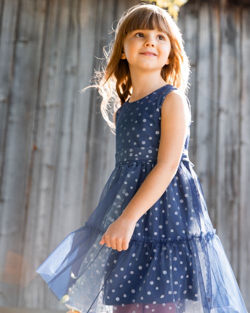 Deux Par Deux Girls' Printed Tiered Dress With Daisy Print - Big Kid In Bleu With Daisy Print