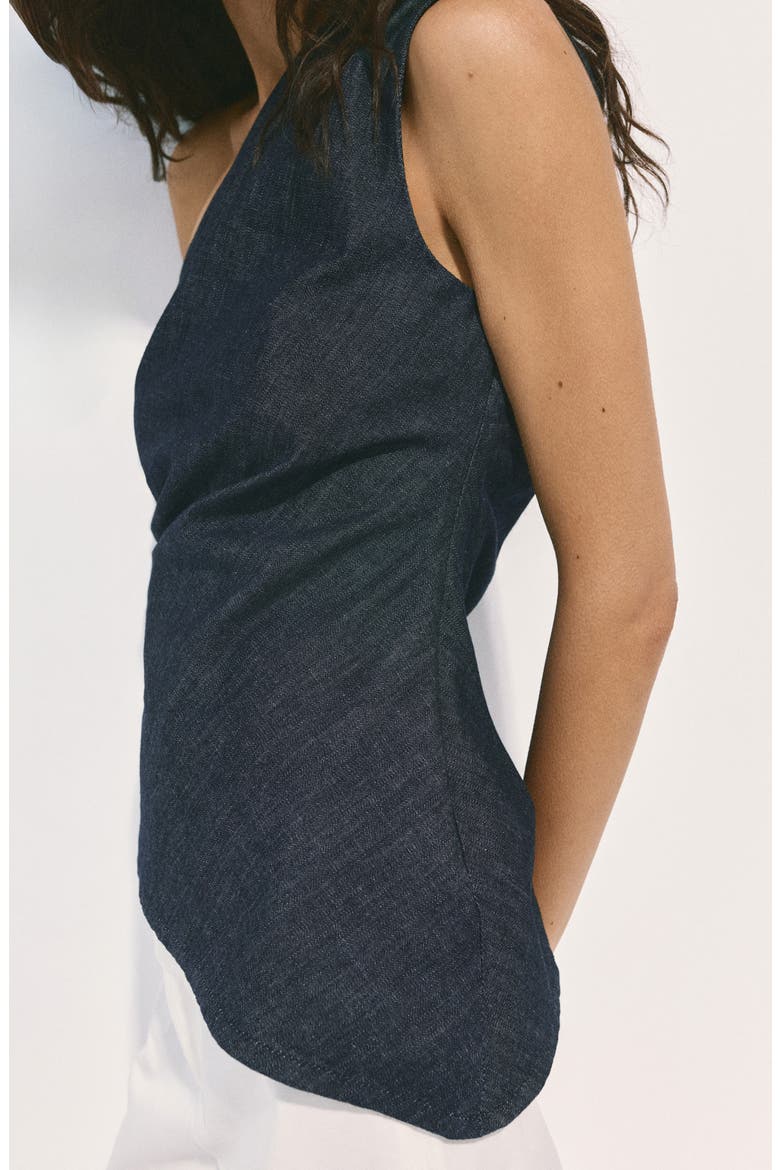 One-Shoulder Top, Alternate, color, OPEN BLUE