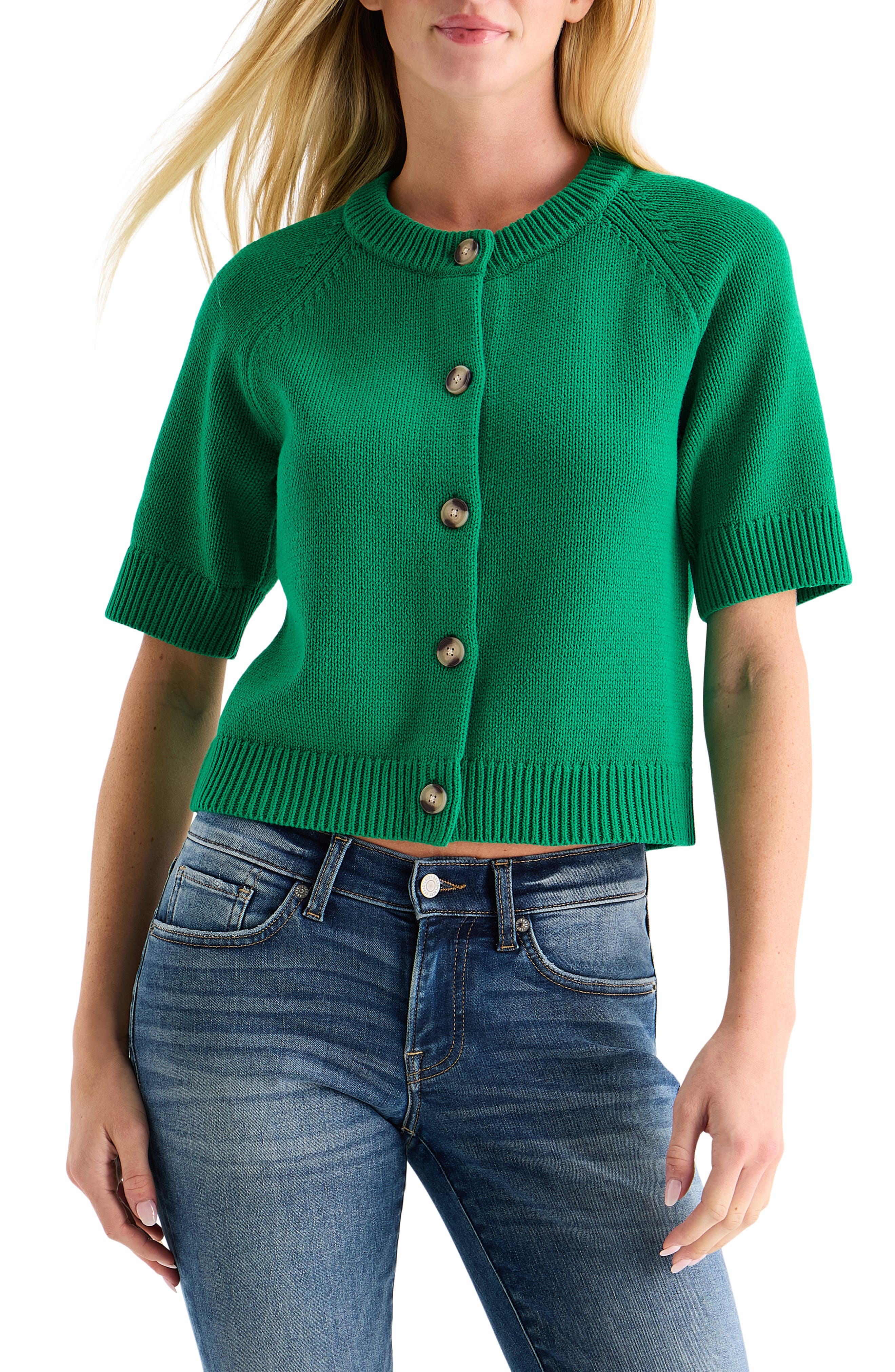 Lucky Brand Short Sleeve Crop Cardigan