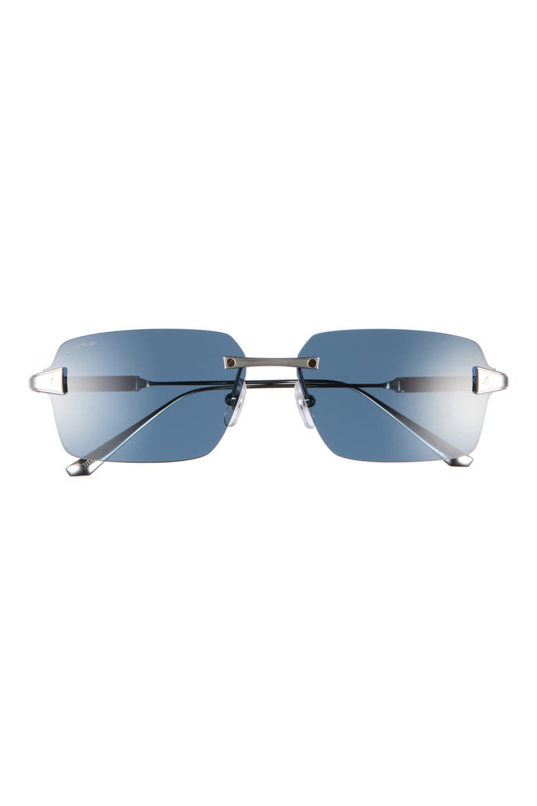 63mm Polarized Gradient Rectangular Sunglasses, Main, color, SILVER