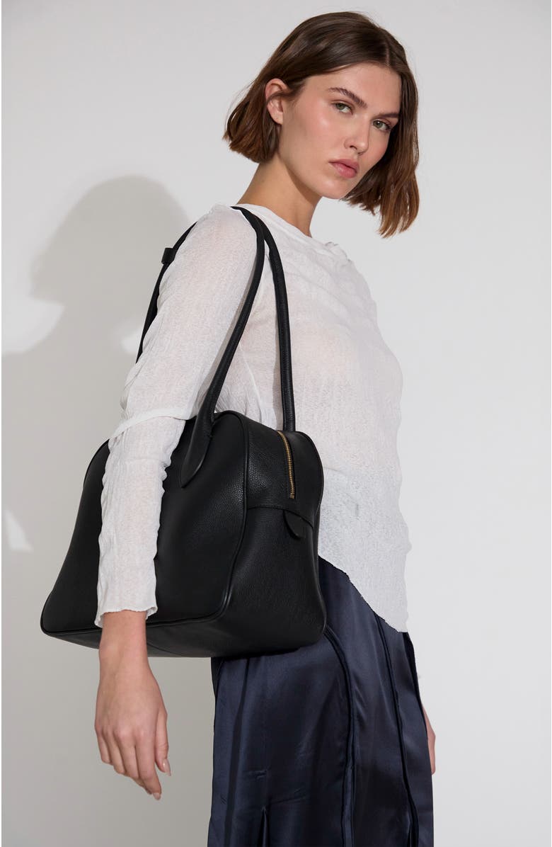 HYER GOODS Leather Autostrada Tote Bag, Alternate, color, Black