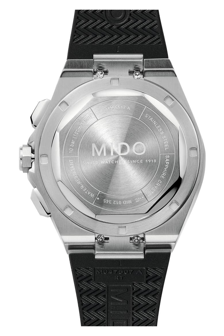 Multifort 8 One Crown Chronograph Automatic Rubber Strap Watch, 40mm, Alternate, color, BLACK