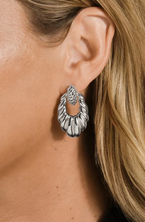 Sterling Forever Enid Textured Door Knocker Stud Earrings