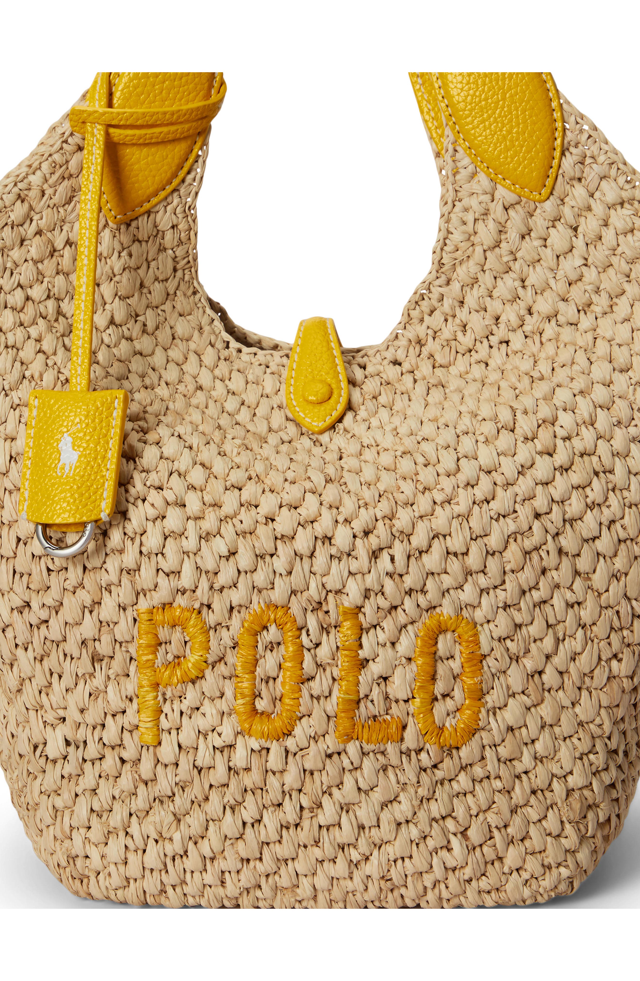 Polo Ralph Lauren Medium Play Raffia Tote, Alternate, color, Natural/ Canary Yellow