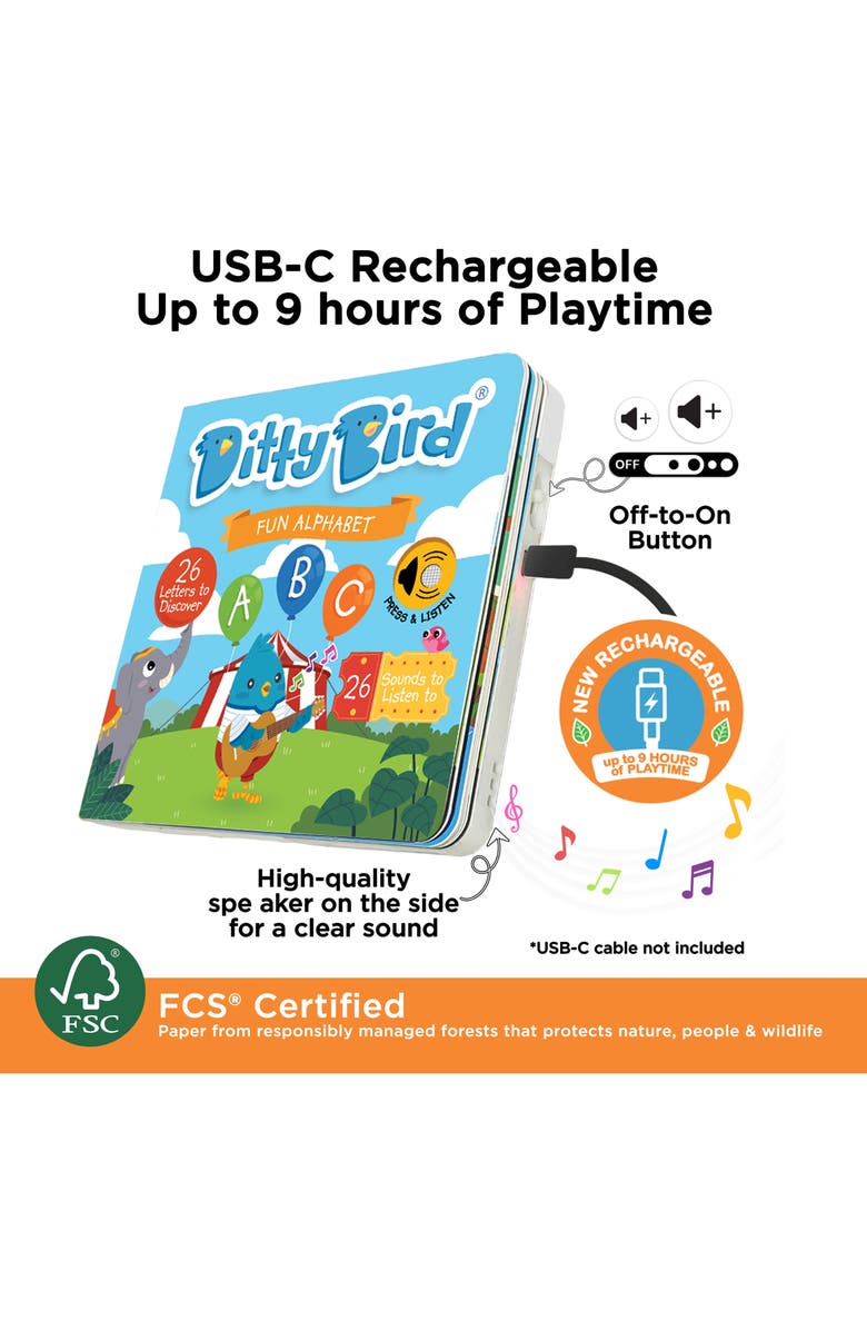 Ditty Bird Kids' ABC Fun Alphabet Interactive Musical Sound Book, Alternate, color, Blue