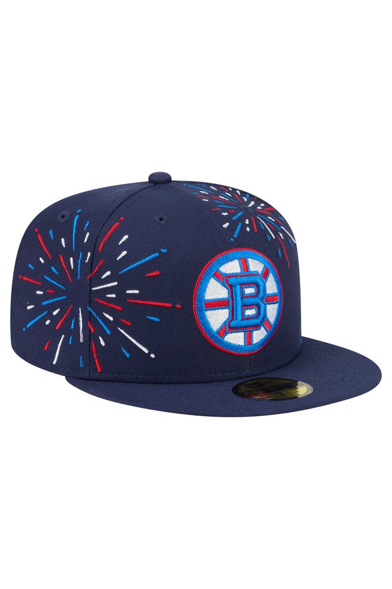 Men's New Era  Navy Boston Bruins Americana Fireworks 59FIFTY Fitted Hat, Alternate, color, Navy