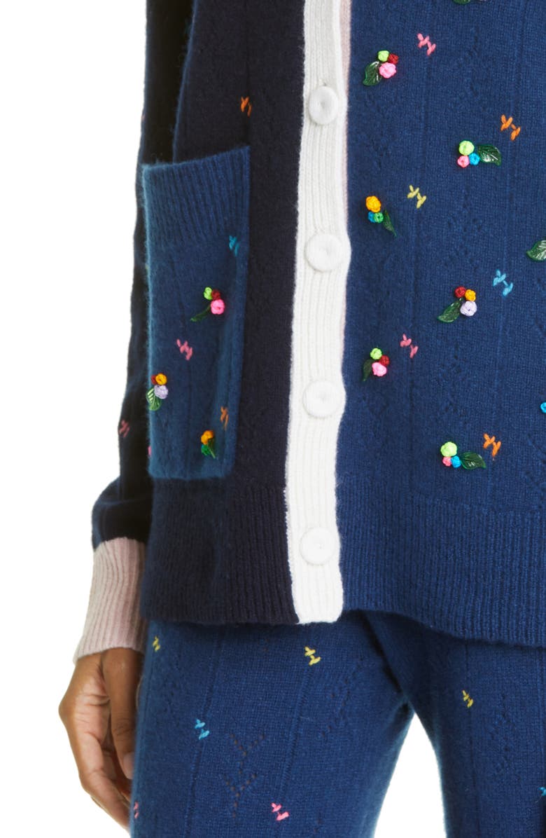 YanYan Rosie Colorblock Lambswool Pointelle Cardigan, Alternate, color, 