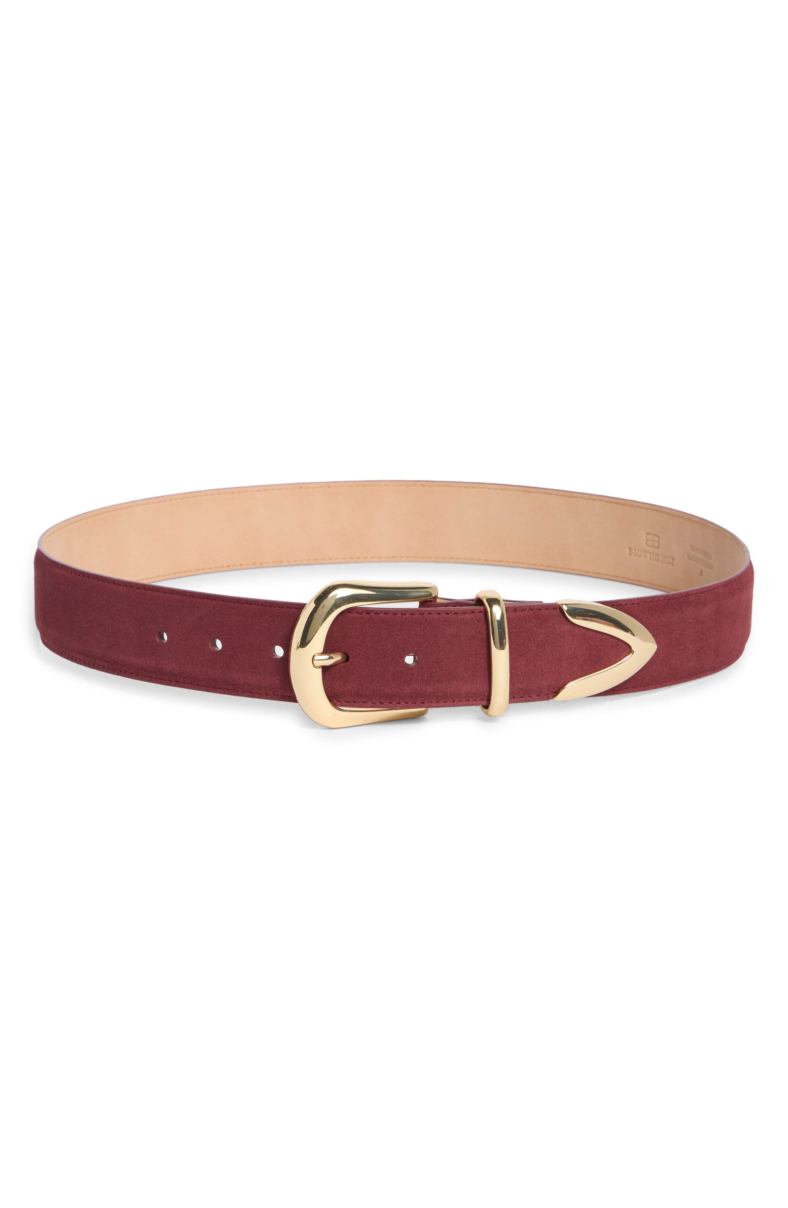 B-low The Belt Marc Suede Belt In Burgundy