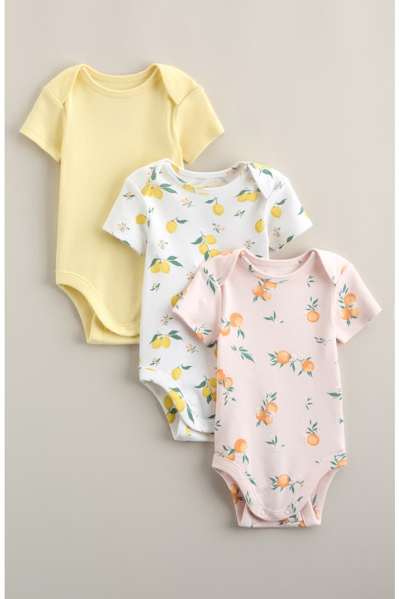 Grow With Me 3-Pack Assorted Bodysuits, Main, color, PINK- YELLOW CITRUS PACK