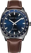 Perry Ellis Solar Leather Strap Watch, 41mm