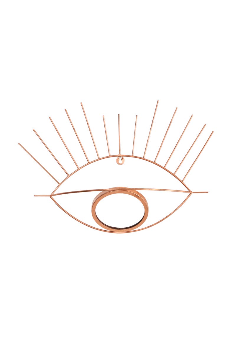 19-in Gold Metal Eye Wall Mirror, Main, color, Gold
