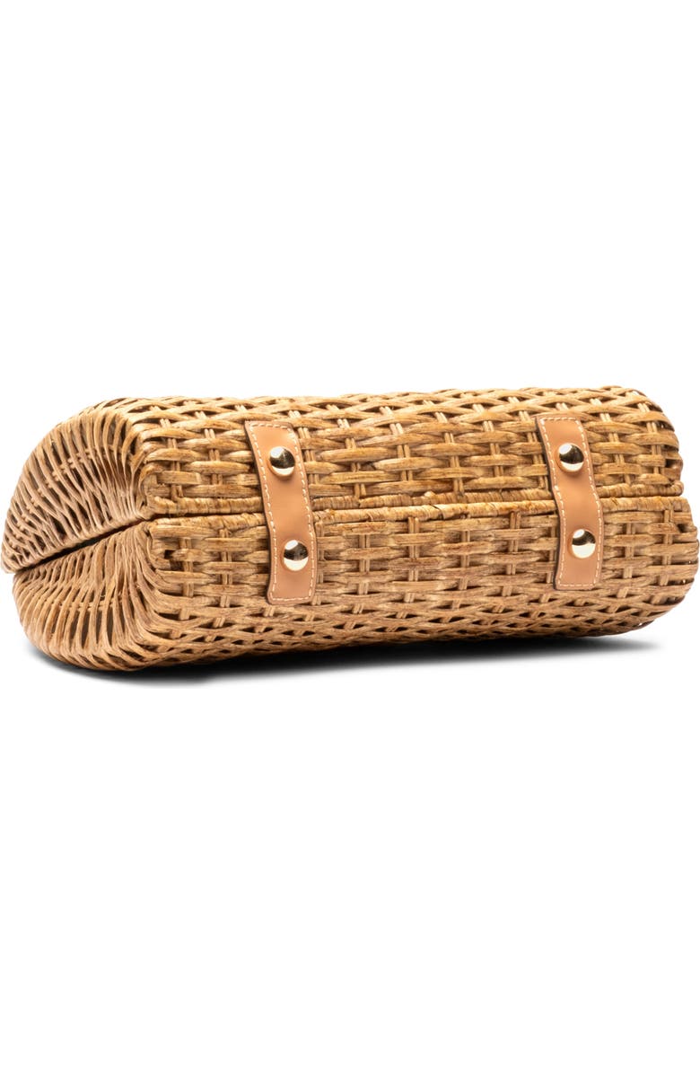 Frances Valentine Rooster Woven Wicker Top Handle Bag, Alternate, color, Toast