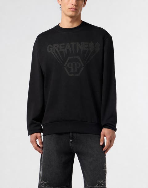 Printed Fleece Round Neck Sweatshirt Greatness Men