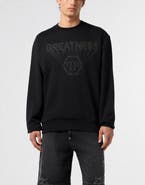 PHILIPP PLEIN Printed Fleece Round Neck Sweatshirt Greatness Men