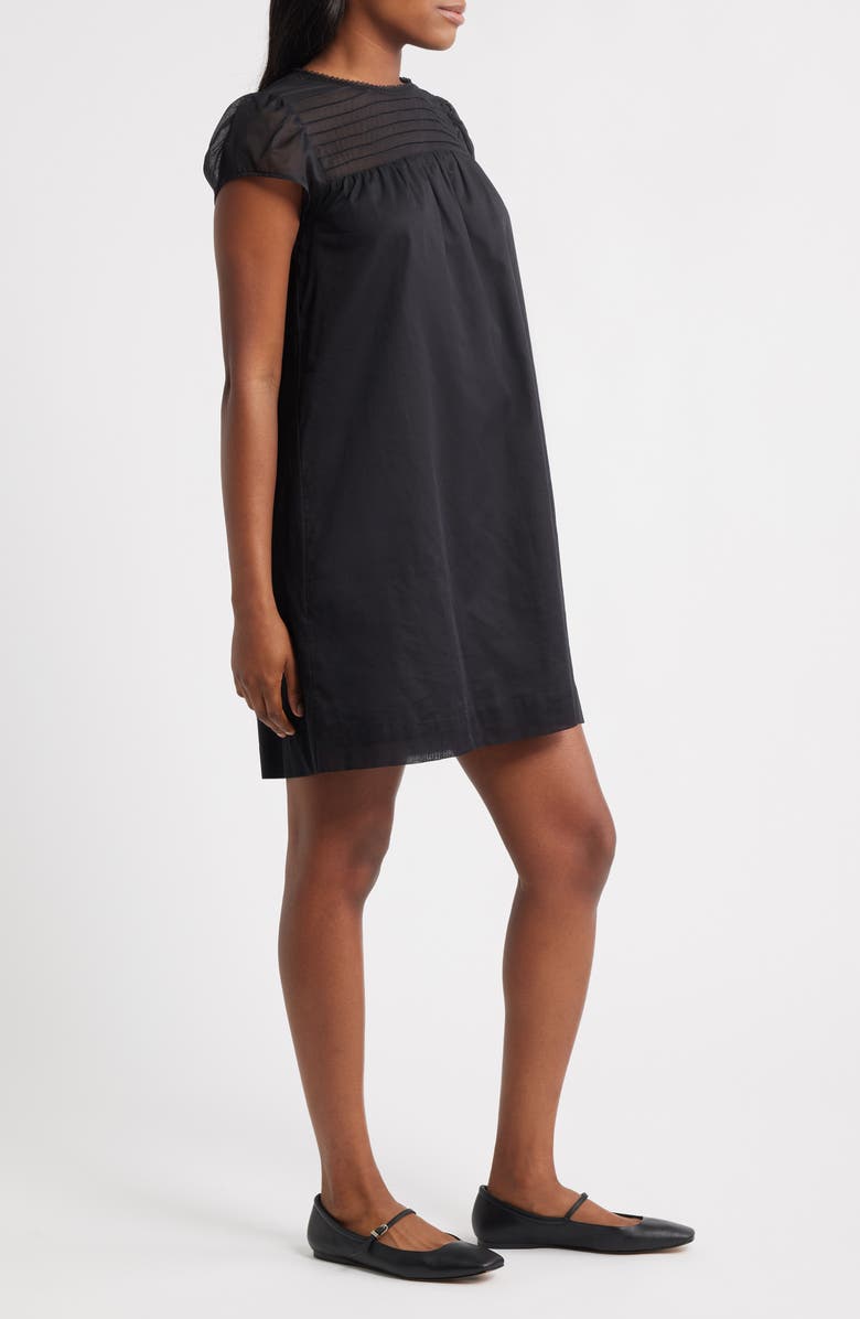 Charles Henry Pintuck Cotton Minidress, Alternate, color, Black