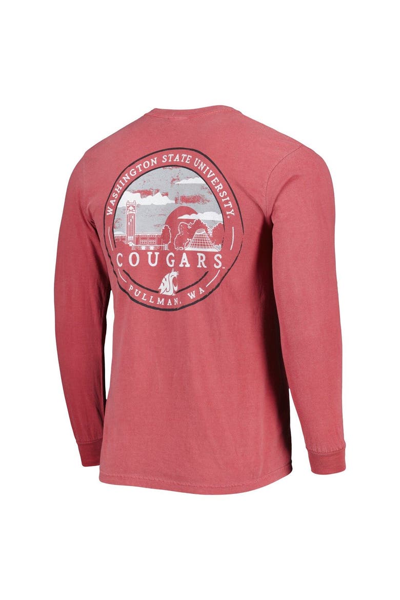 Men's Crimson Washington State Cougars Circle Campus Scene Long Sleeve T-Shirt, Alternate, color, Crimson
