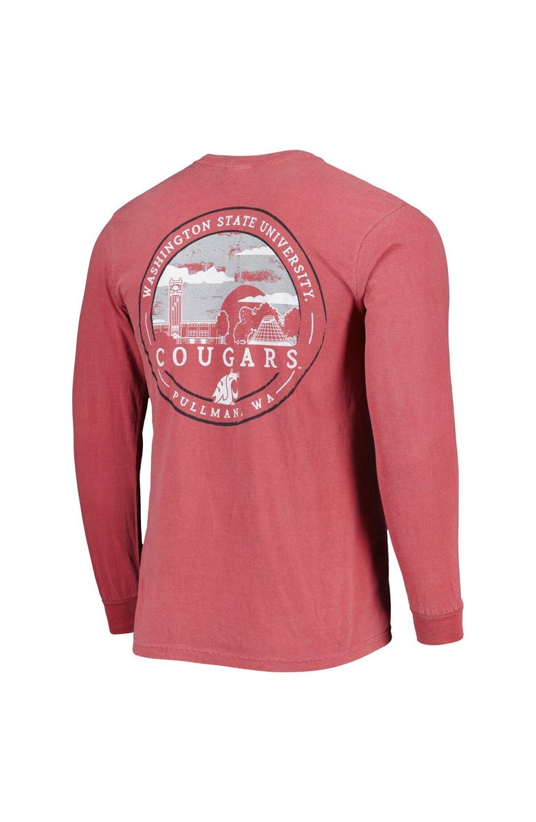 IMAGE ONE Men's Crimson Washington State Cougars Circle Campus Scene Long Sleeve T-Shirt, Alternate, color, Crimson