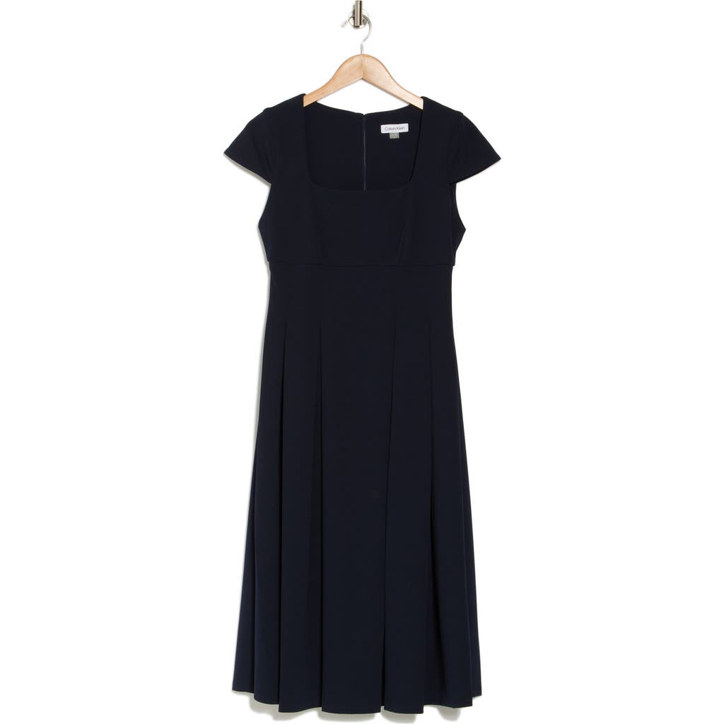Calvin Klein Short Sleeve Midi Fit & Flare Dress