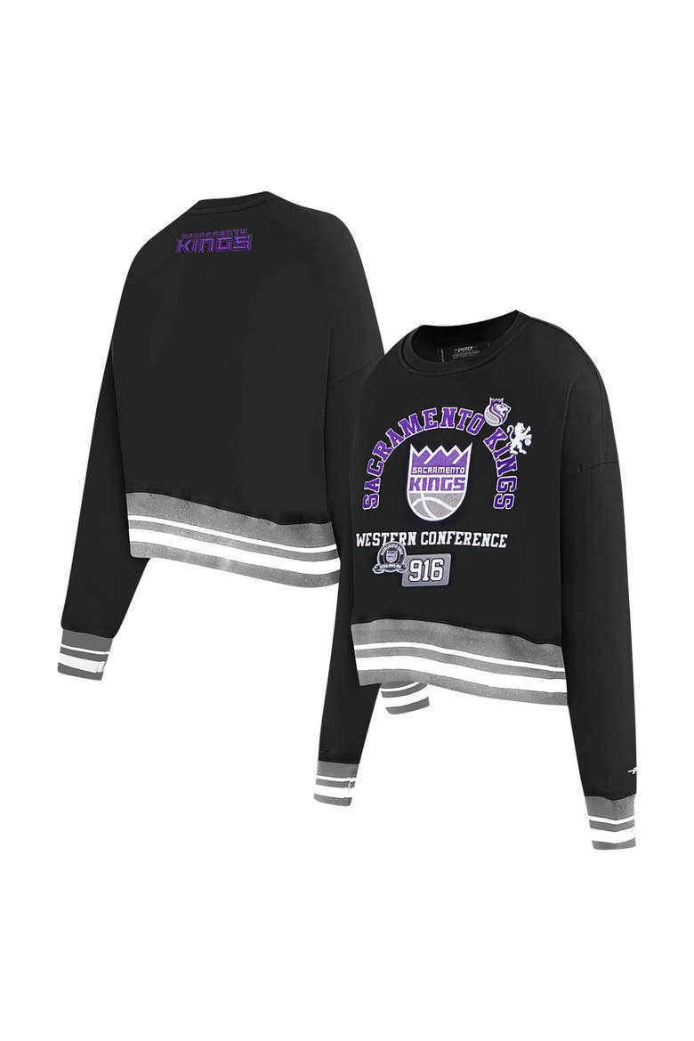 Women's Pro Standard Black Sacramento Kings Area Code Cropped Pullover Sweatshirt, Alternate, color, Black