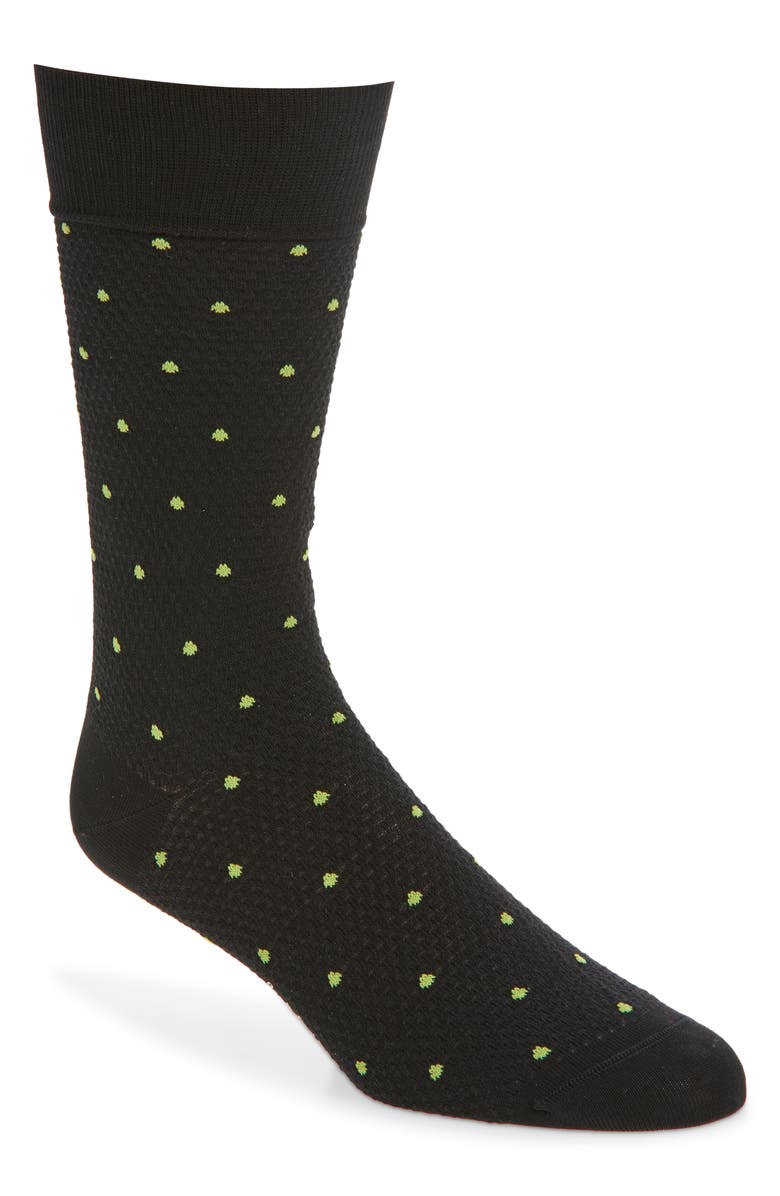 Paul Smith Naven Polka Dot Cotton Blend Dress Socks, Main, color, Black