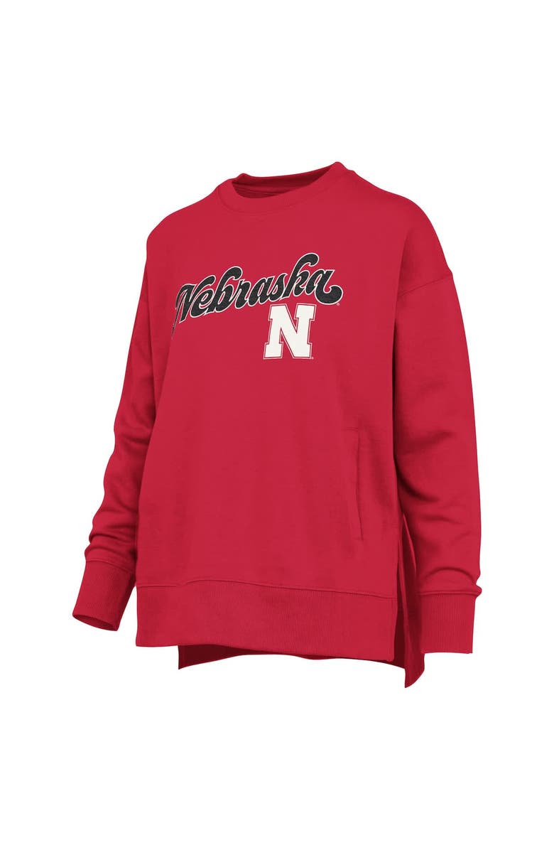 PRESSBOX Women's Pressbox Scarlet Nebraska Huskers Bonanza Chenille Harper Script Sweatshirt, Alternate, color, Scarlet
