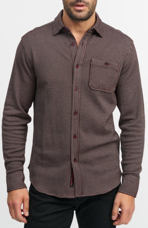 Bressett Houndstooth Knit Button-Up Shirt