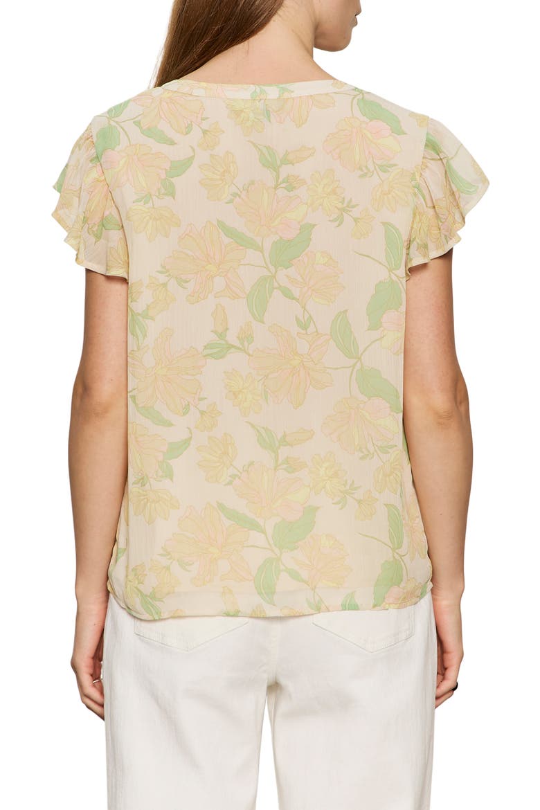 Free Spirited Floral Flutter Sleeve Button-Up Shirt, Alternate, color, GENTLE LILY YELLOW
