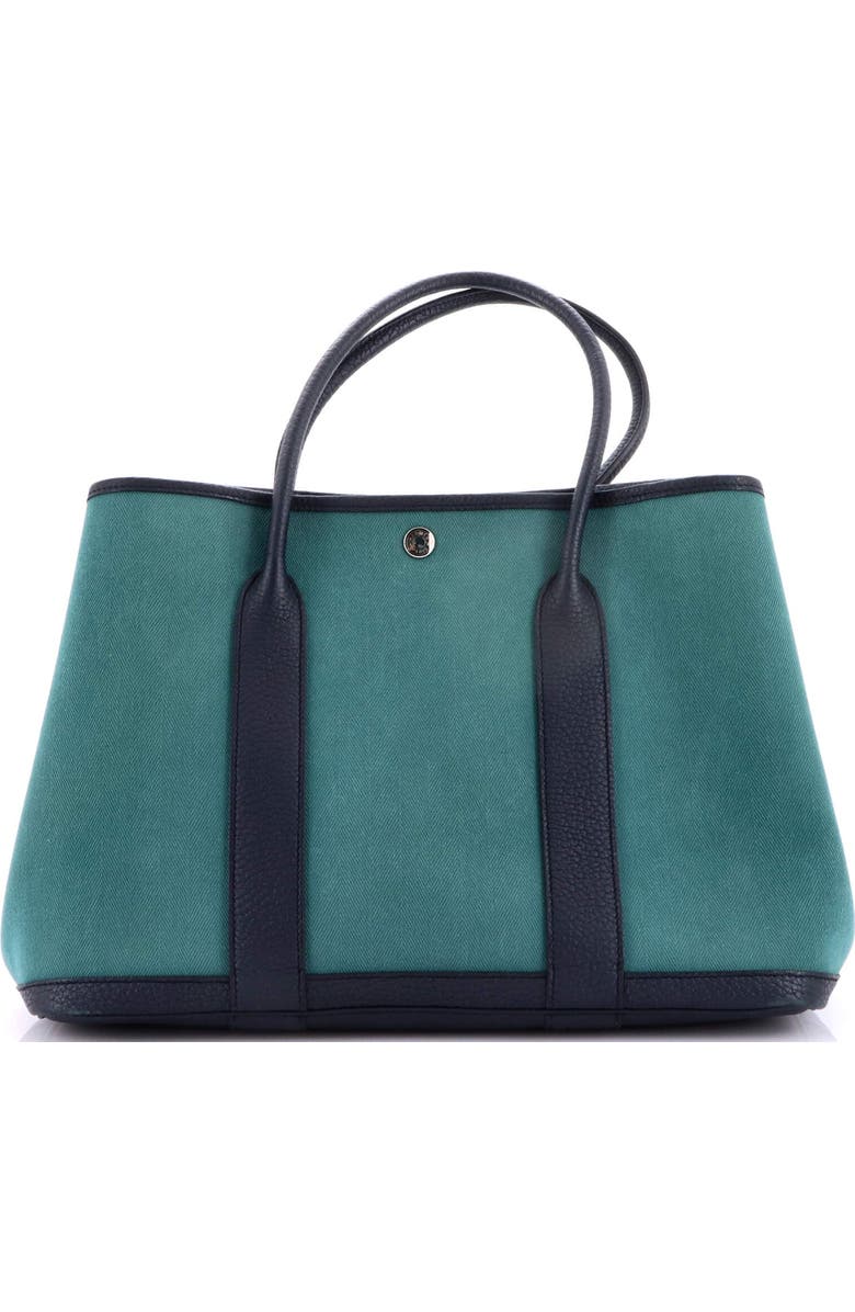 Pre-Owned Hermes Garden Party Tote Toile and Leather 36, Alternate, color, Vert Fonce