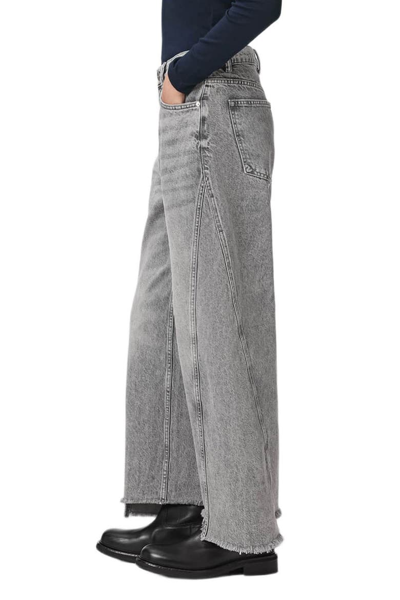 Fox High Waist Raw Hem Wide Leg Jeans, Alternate, color, WASHED GREY