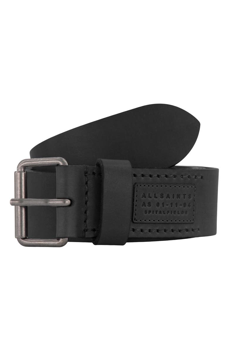 AllSaints Leather Belt, Alternate, color, Black