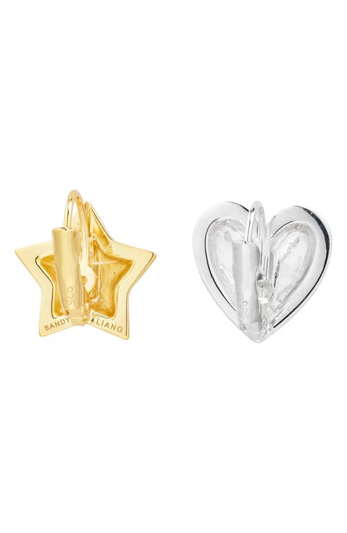 Sandy Liang Mismatched Drop Earrings In Silver And Gold Multi