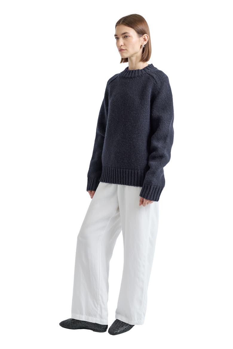 Knit Wool Crewneck Sweater, Main, color, Dark Navy