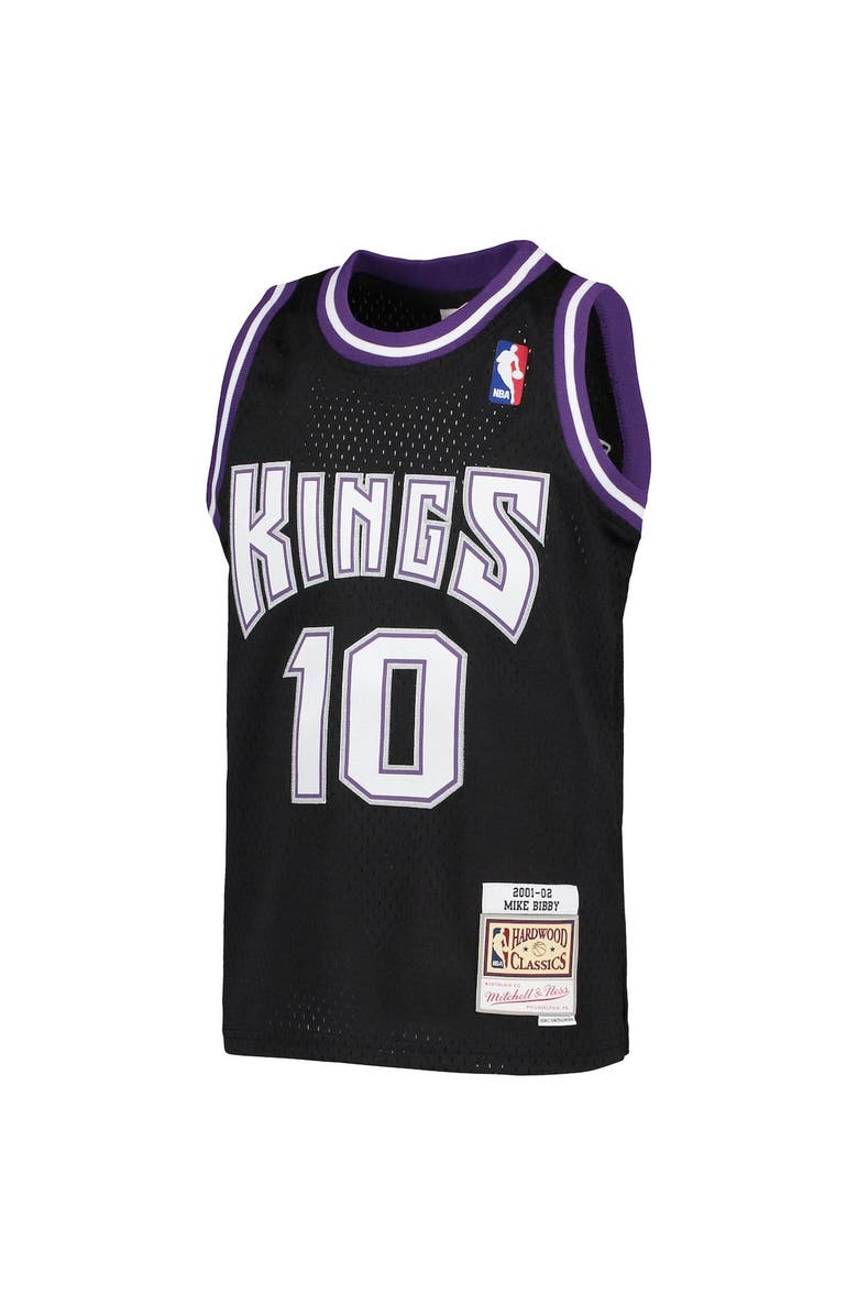 Mitchell & Ness Youth Mitchell & Ness Mike Bibby Black Sacramento Kings 2001-02 Hardwood Classics Swingman Jersey, Alternate, color,
