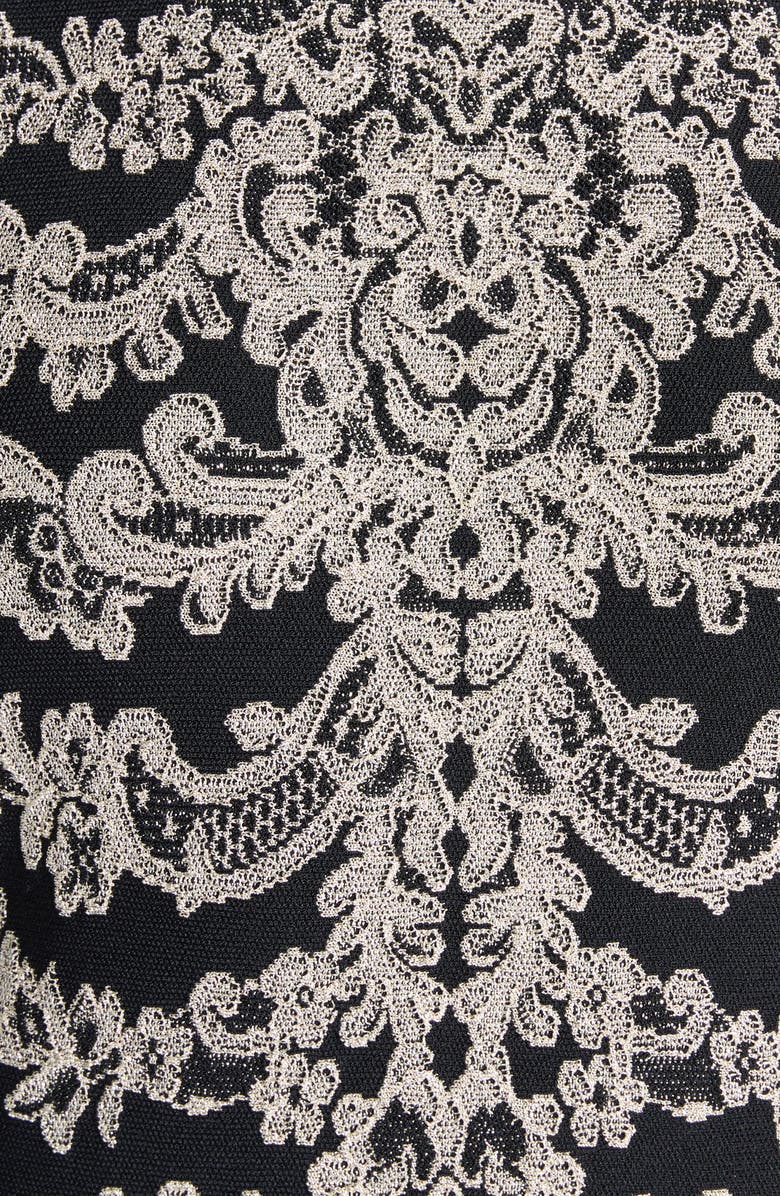 McQueen Metallic Lace Rib Cage Jacquard Fit & Flare Minidress, Alternate, color, Black