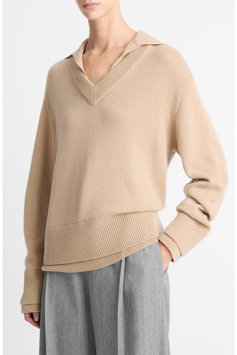 Double Layer Wool & Cashmere Sweater, Main, color, CAMEL