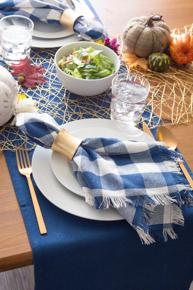 Solid Heavyweight Fringed Table Runner, Alternate, color, Navy