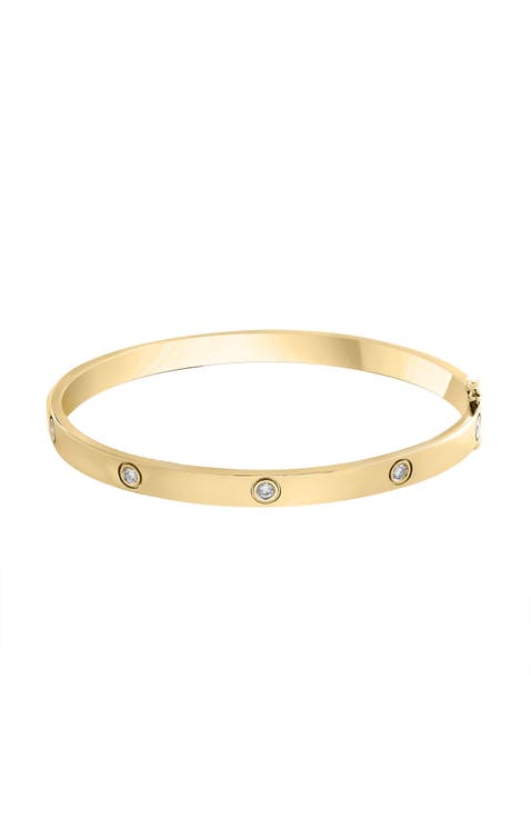925 Gold Plated Silver Diamond Bangle