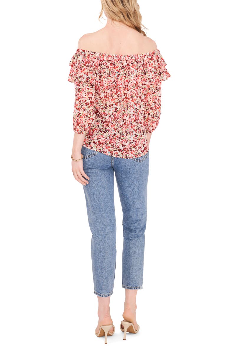 Vince Camuto Floral Print Off the Shoulder Top, Alternate, color,