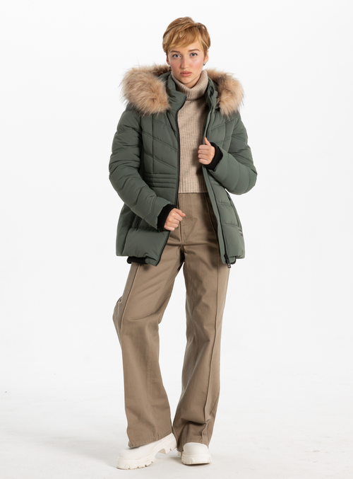 Point Zero Chevron Quilting Bomber In Moss