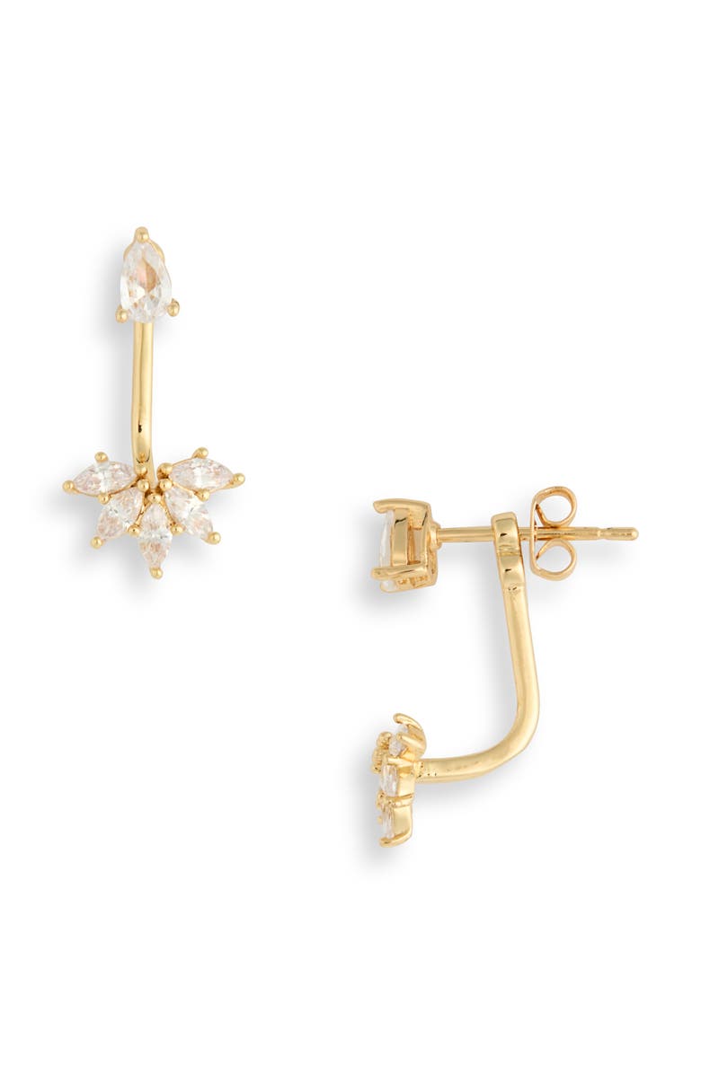 NORDSTROM RACK CZ Starburst Jacket Earrings, Main, color, Clear- Gold