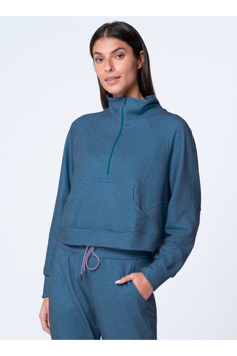 Renew 1/4 Zip Heather Long Sleeve, Alternate, color, Navy