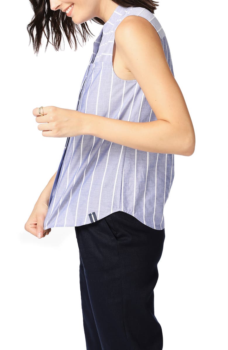 Court & Rowe Rope Stripe Sleeveless Cotton Button-Up Blouse, Alternate, color,