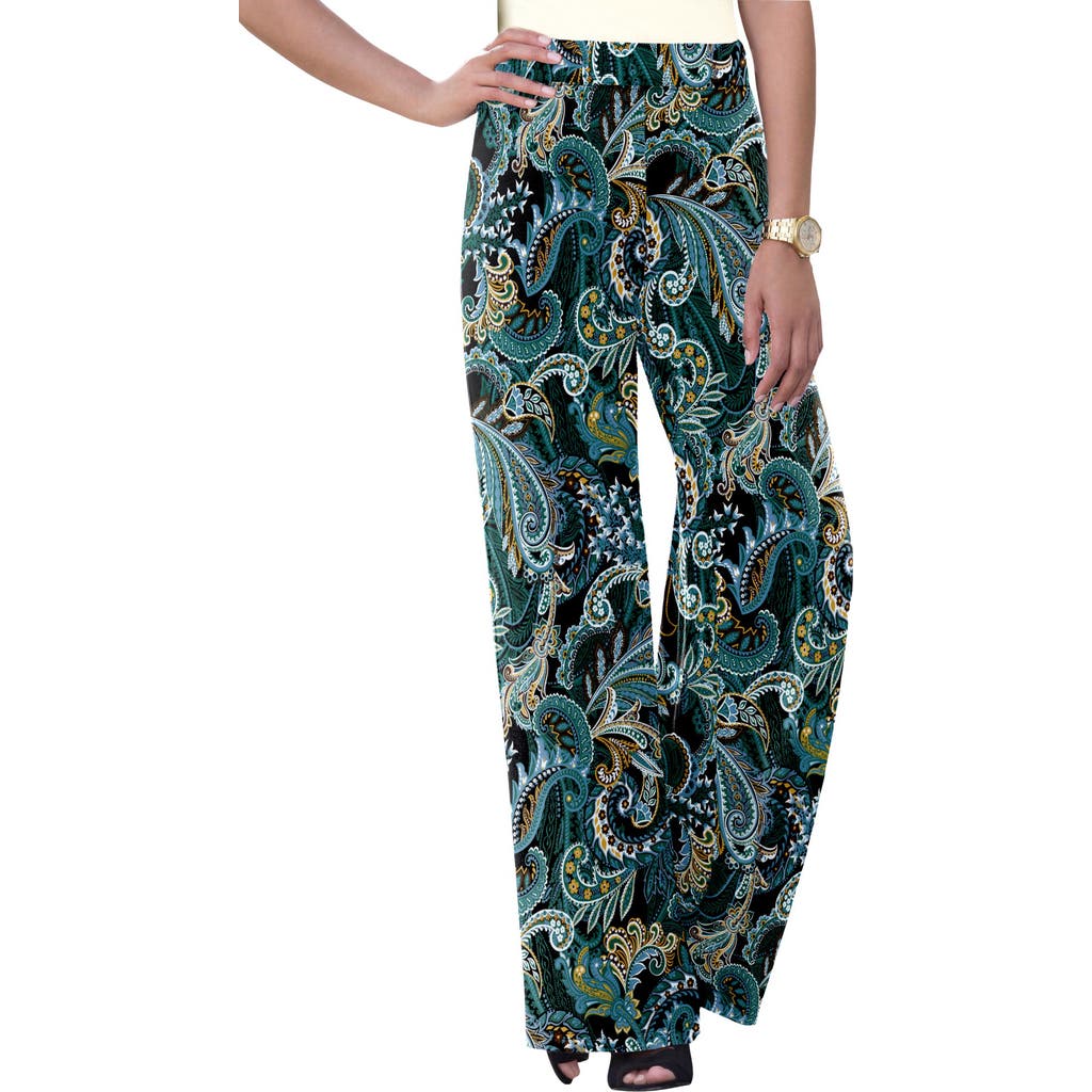 Jessica London Everyday Stretch Knit Wide Leg Pant In Green