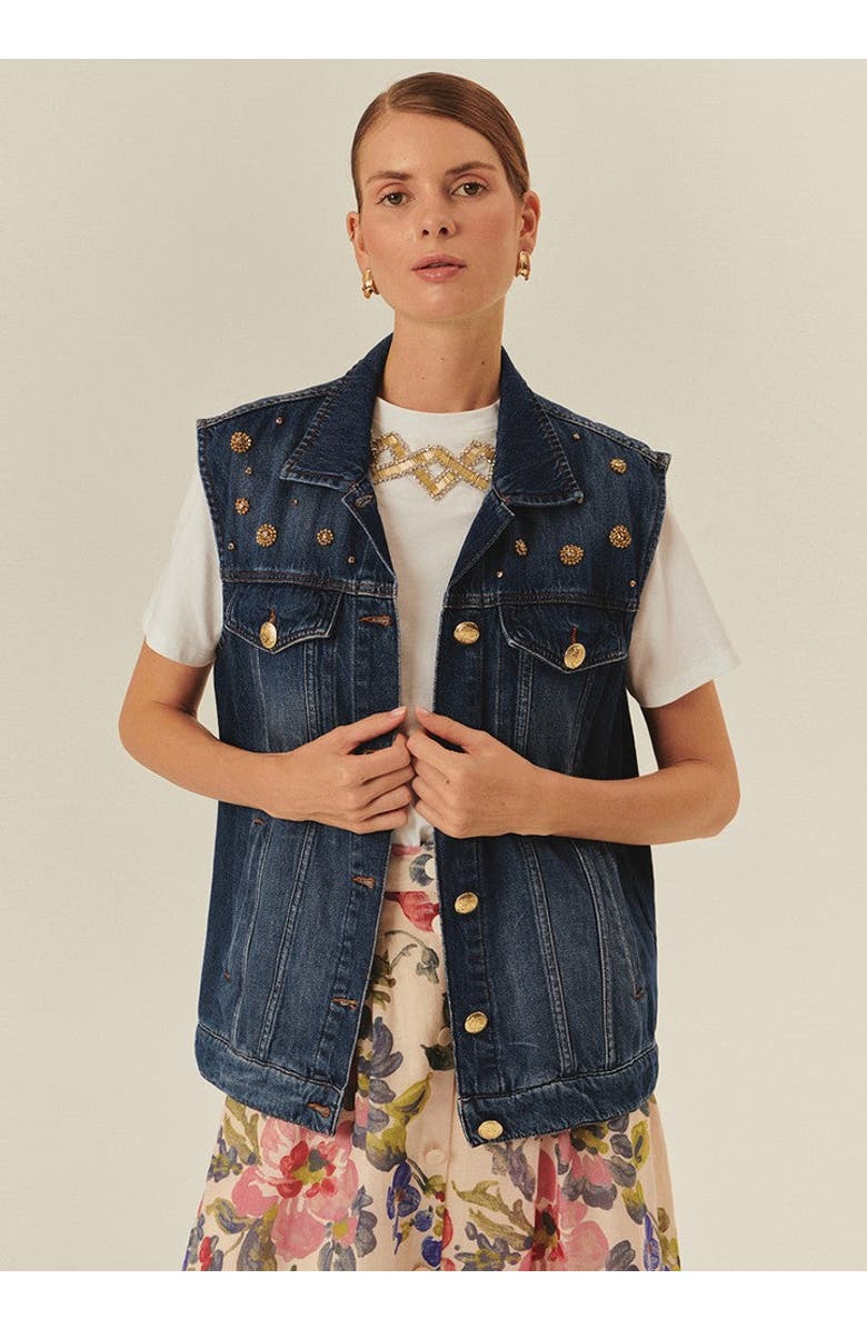 Exquise Serena Denim Vest, Main, color, Indigo