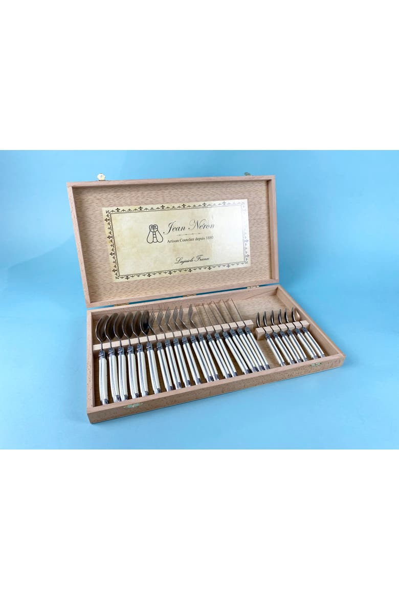 Platine 24 Piece Flatware Set in Wood Presentation Box, Alternate, color, Platine Ivory