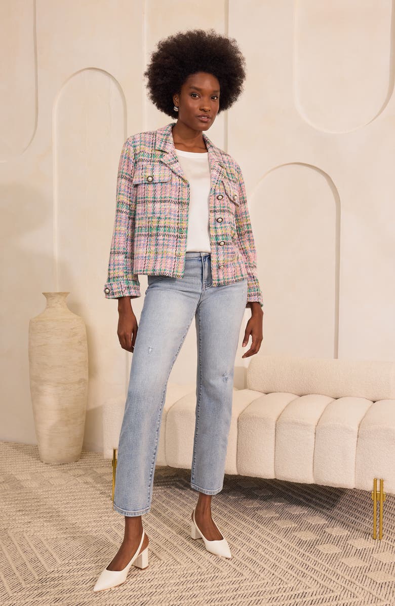 Liverpool Los Angeles Bouclé Knit Crop Jacket, Alternate, color, 