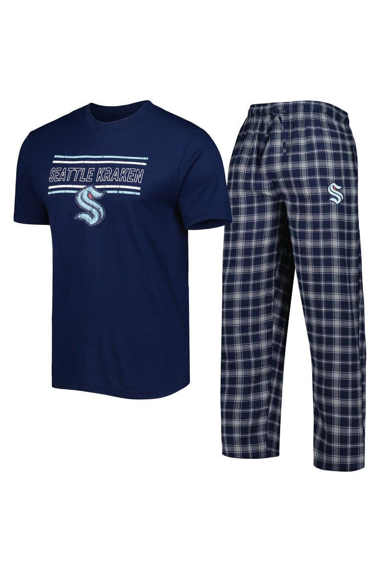 Men's Concepts Sport Navy/Gray Seattle Kraken Badge T-Shirt & Pants Sleep Set, Main, color, Navy
