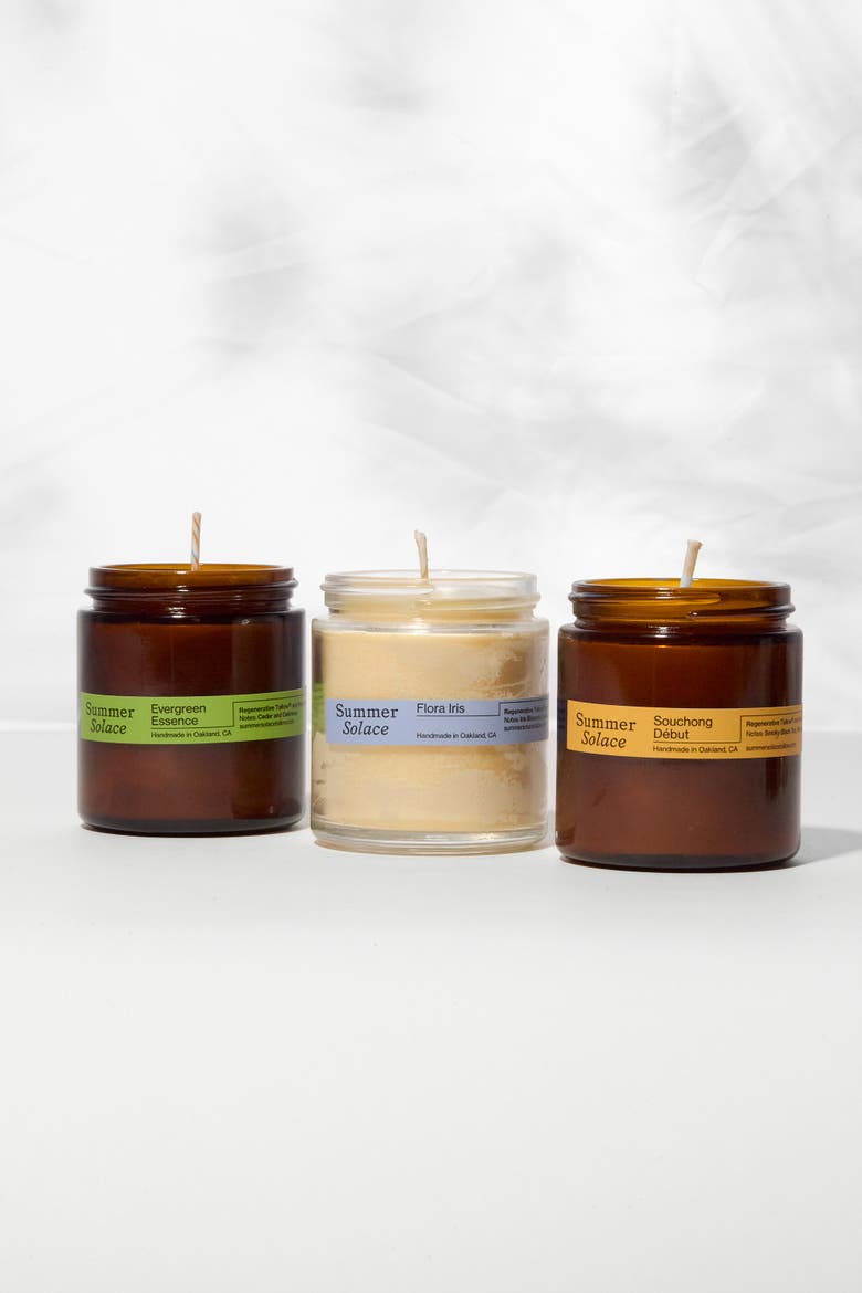Perfumed Tallow Travel Candle Trio - Regenerative Tallow, Main, color, Dark Amber / Green