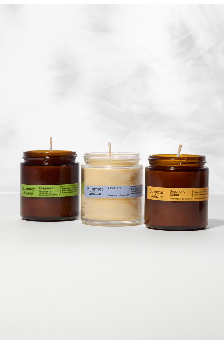 Summer Solace Tallow Perfumed Tallow Travel Candle Trio - Regenerative Tallow, Main, color, Dark Amber / Green